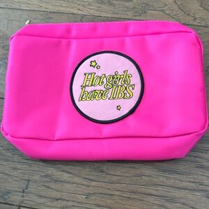 Hilarious Pink Cosmetic Bag with Fun Patch